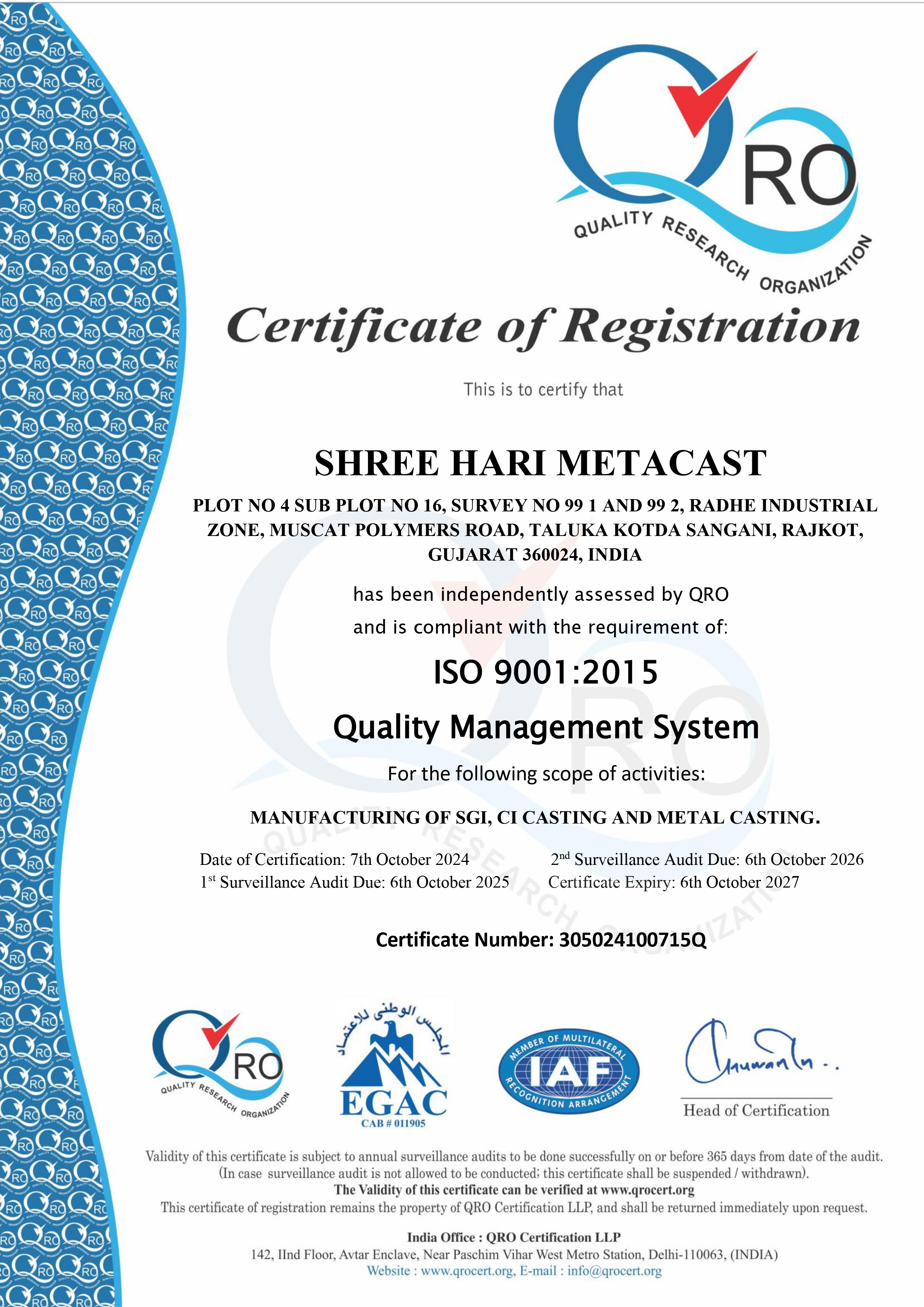 ISO Certificate